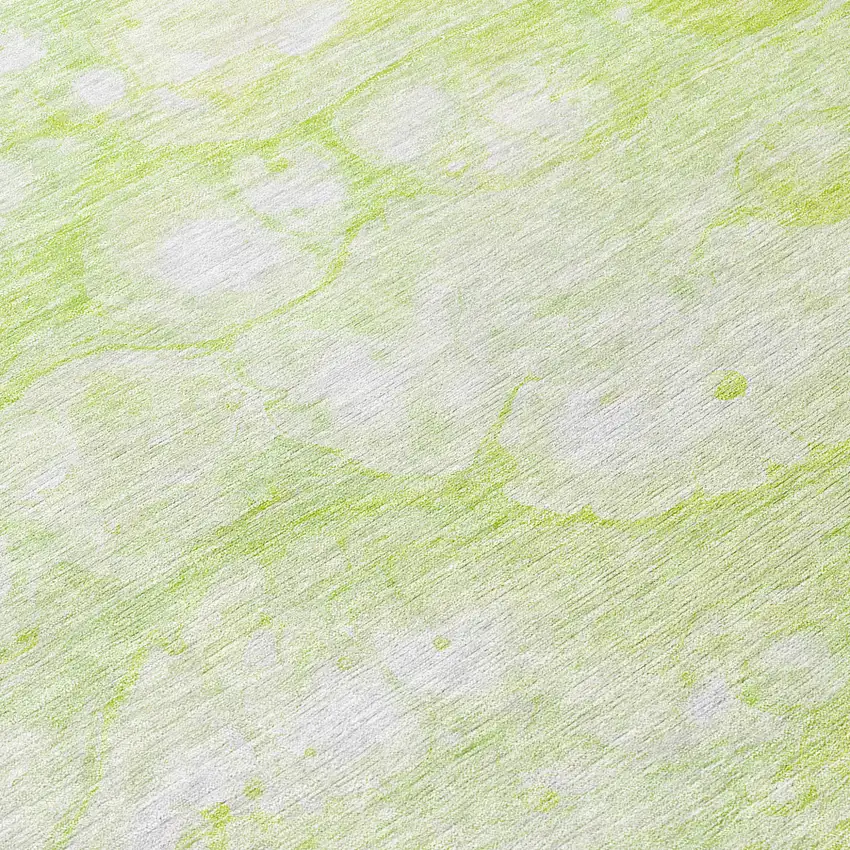 8' Artichoke Green And Ivory Round Abstract Washable Indoor Outdoor Area Rug Photo 9