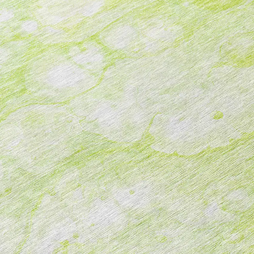 8' Artichoke Green And Ivory Round Abstract Washable Indoor Outdoor Area Rug Photo 9