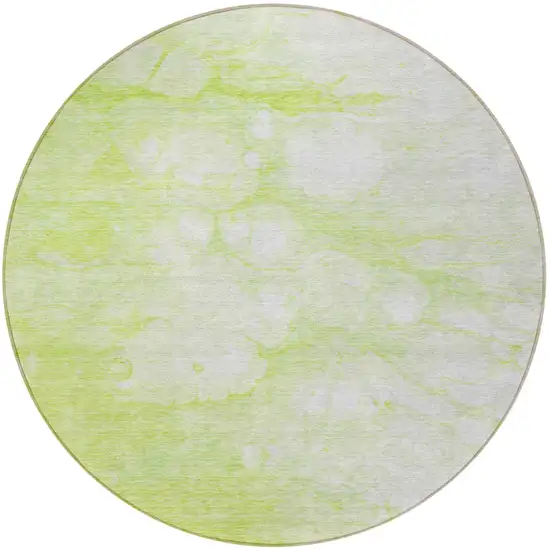 8' Artichoke Green And Ivory Round Abstract Washable Indoor Outdoor Area Rug Photo 5