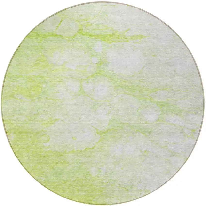 8' Artichoke Green And Ivory Round Abstract Washable Indoor Outdoor Area Rug Photo 5
