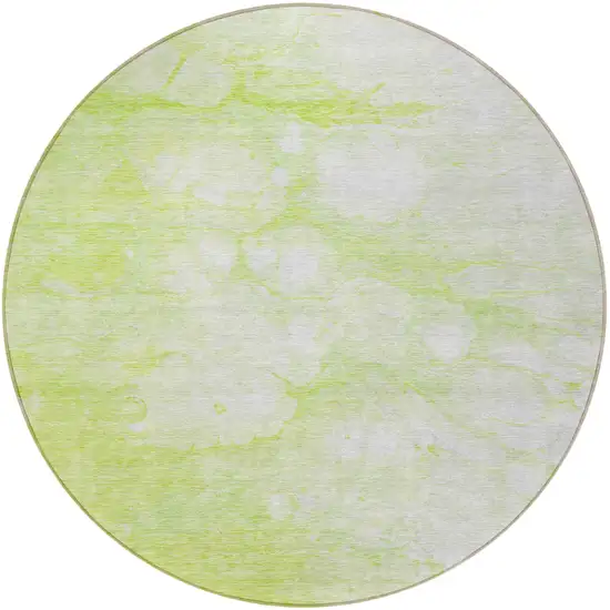 8' Artichoke Green And Ivory Round Abstract Washable Indoor Outdoor Area Rug Photo 5