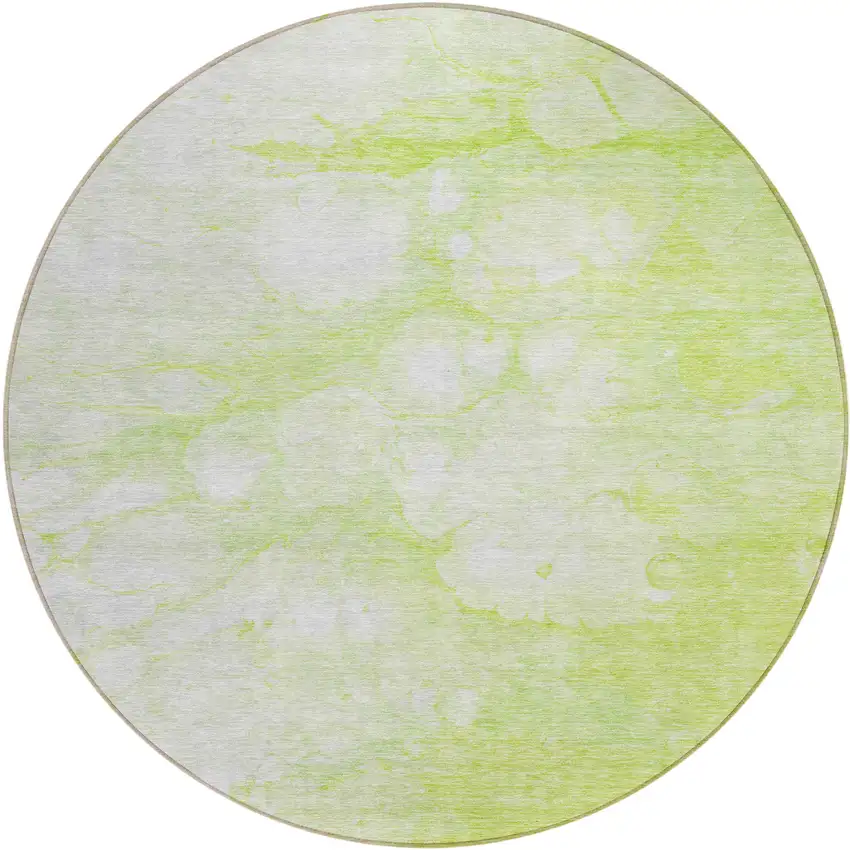 8' Artichoke Green And Ivory Round Abstract Washable Indoor Outdoor Area Rug Photo 1