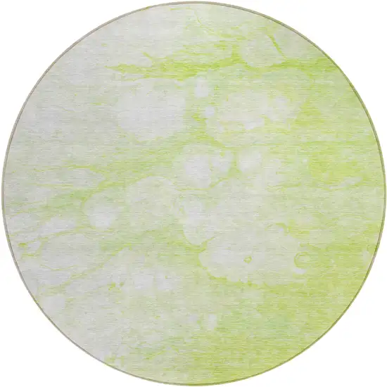 8' Artichoke Green And Ivory Round Abstract Washable Indoor Outdoor Area Rug Photo 1