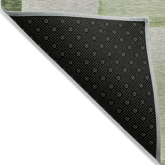 8' Artichoke Green And Ivory Round Abstract Washable Indoor Outdoor Area Rug Photo 2