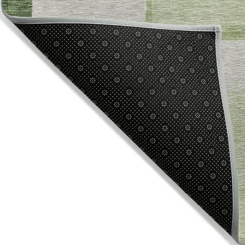 8' Artichoke Green And Ivory Round Abstract Washable Indoor Outdoor Area Rug Photo 2