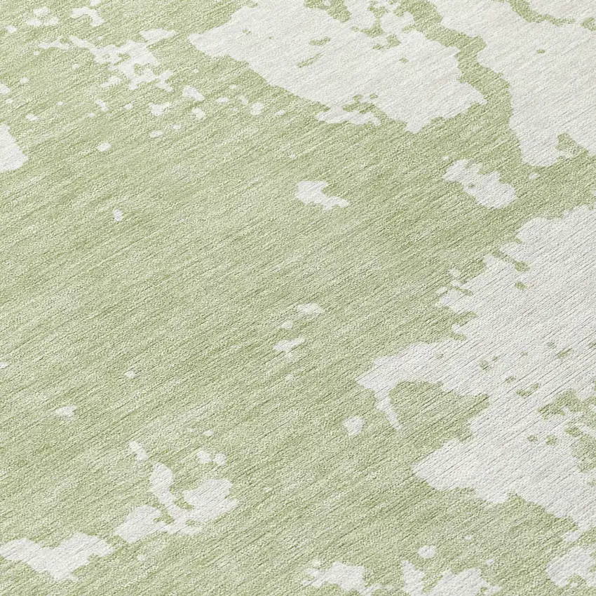 8' Artichoke Green And Ivory Round Abstract Washable Indoor Outdoor Area Rug Photo 7
