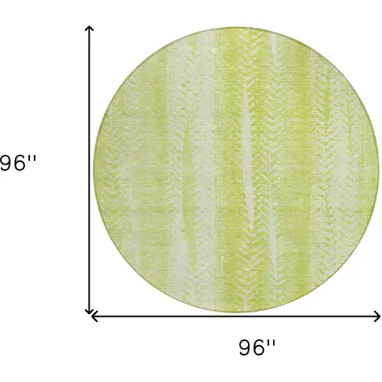 8' Artichoke Green And Ivory Round Botanical Leaves Washable Indoor Outdoor Area Rug Photo 3