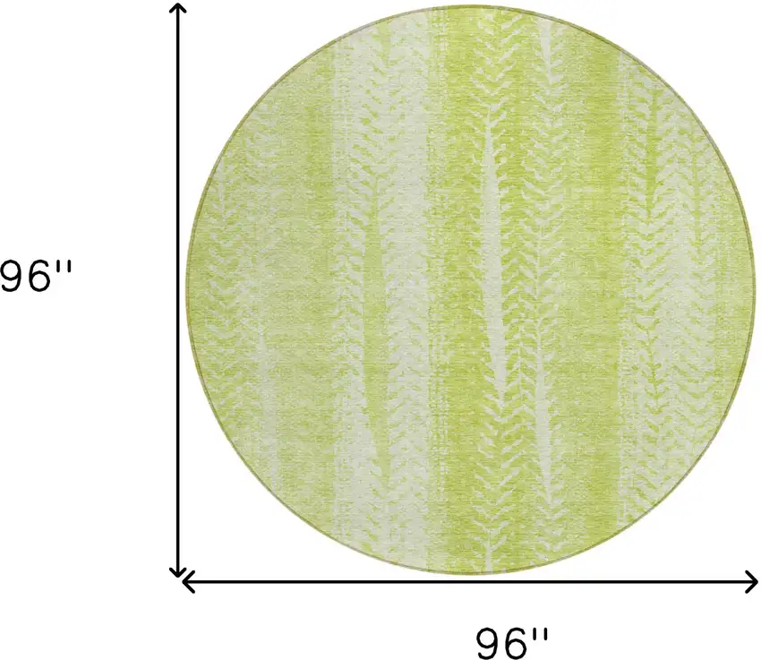 8' Artichoke Green And Ivory Round Botanical Leaves Washable Indoor Outdoor Area Rug Photo 3