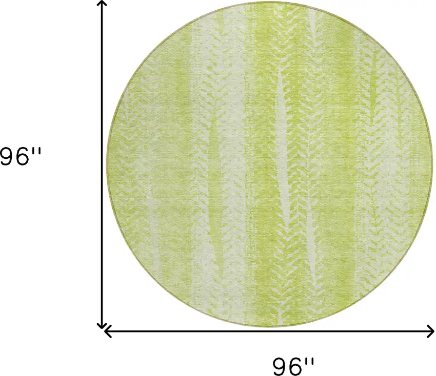 8' Artichoke Green And Ivory Round Botanical Leaves Washable Indoor Outdoor Area Rug Photo 3