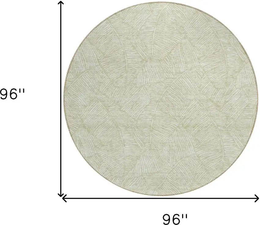 8' Artichoke Green And Ivory Round Floral Washable Indoor Outdoor Area Rug Photo 3