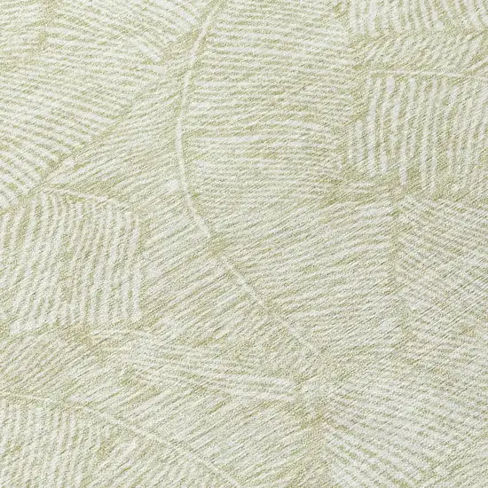 8' Artichoke Green And Ivory Round Floral Washable Indoor Outdoor Area Rug Photo 8