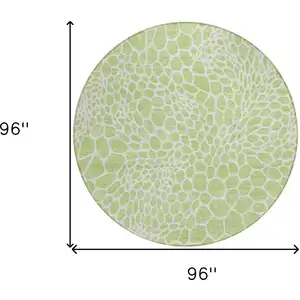 Photo of 8' Artichoke Green And Ivory Round Geometric Washable Indoor Outdoor Area Rug