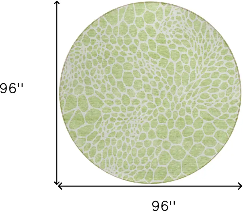 8' Artichoke Green And Ivory Round Geometric Washable Indoor Outdoor Area Rug Photo 3