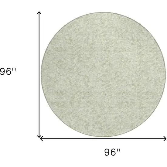 8' Artichoke Green And Ivory Round Geometric Washable Indoor Outdoor Area Rug Photo 9