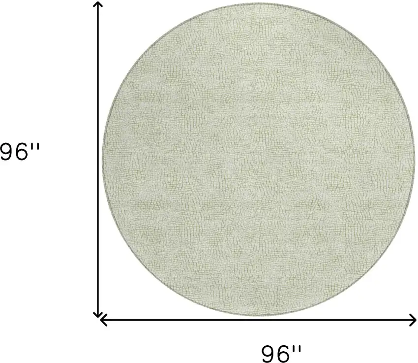 8' Artichoke Green And Ivory Round Geometric Washable Indoor Outdoor Area Rug Photo 9