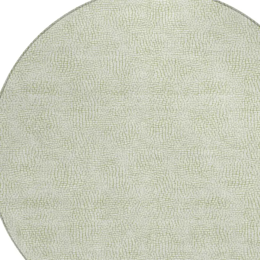 8' Artichoke Green And Ivory Round Geometric Washable Indoor Outdoor Area Rug Photo 5