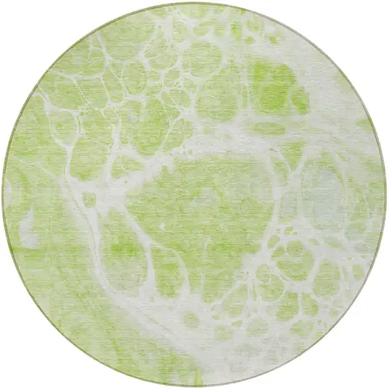 8' Artichoke Green And Ivory Round Nautical Washable Indoor Outdoor Area Rug Photo 5