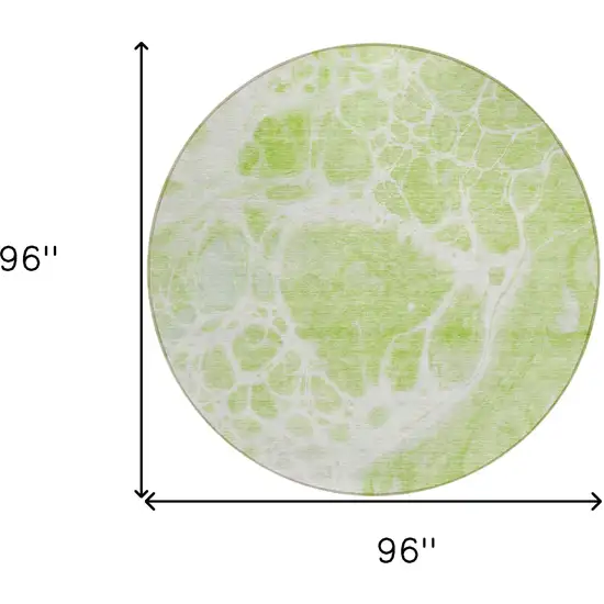 8' Artichoke Green And Ivory Round Nautical Washable Indoor Outdoor Area Rug Photo 3