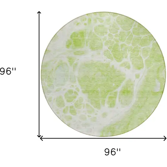 8' Artichoke Green And Ivory Round Nautical Washable Indoor Outdoor Area Rug Photo 3