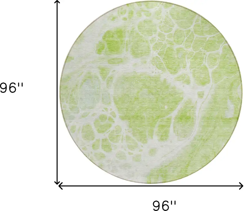 8' Artichoke Green And Ivory Round Nautical Washable Indoor Outdoor Area Rug Photo 3