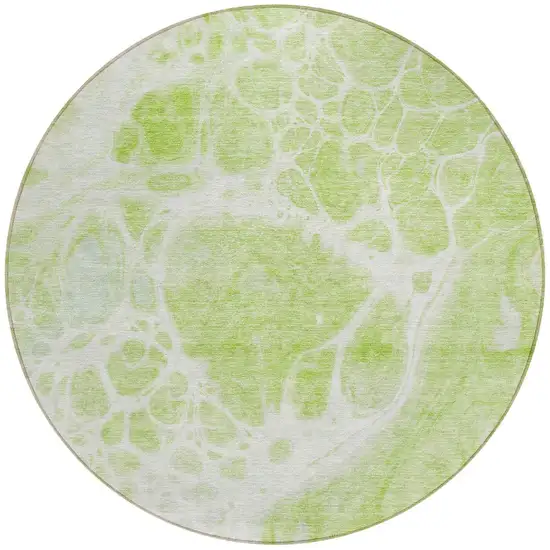 8' Artichoke Green And Ivory Round Nautical Washable Indoor Outdoor Area Rug Photo 4
