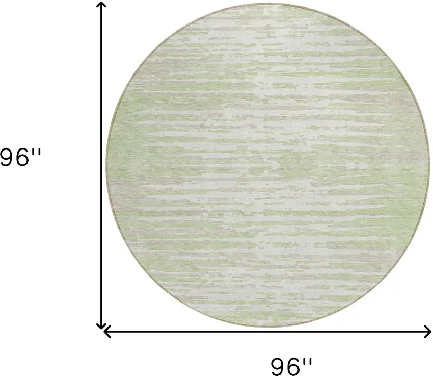 8' Artichoke Green And Ivory Round Striped Washable Indoor Outdoor Area Rug Photo 3