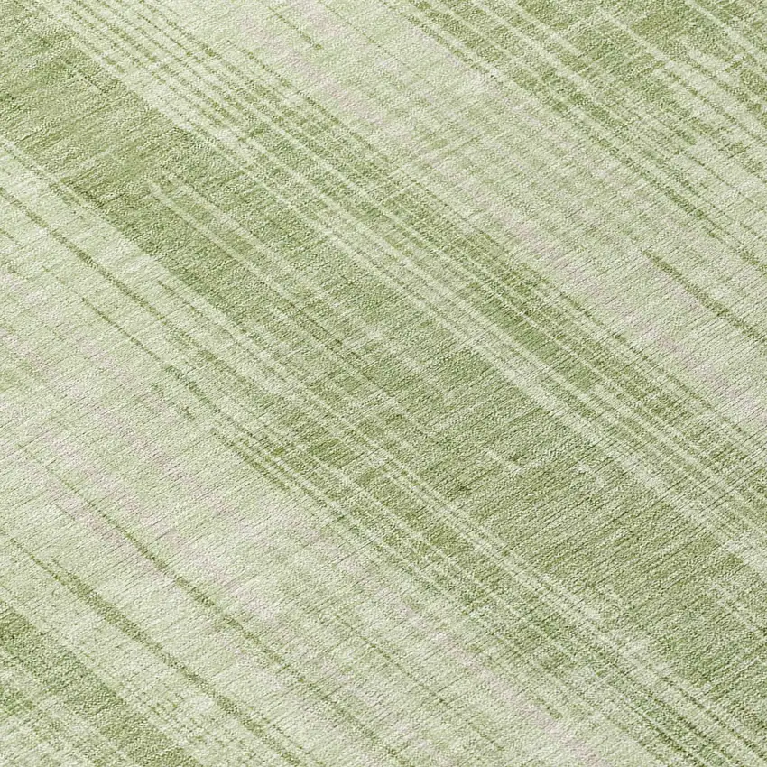 8' Artichoke Green And Ivory Round Striped Washable Indoor Outdoor Area Rug Photo 8