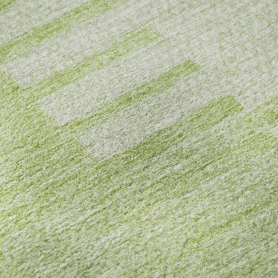 8' Artichoke Green And Ivory Striped Washable Round Rug With UV Protection Photo 8