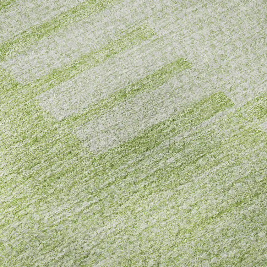 8' Artichoke Green And Ivory Striped Washable Round Rug With UV Protection Photo 8