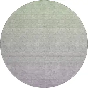Photo of 8' Artichoke Green And Lavender Ombre Washable Round Rug With UV Protection