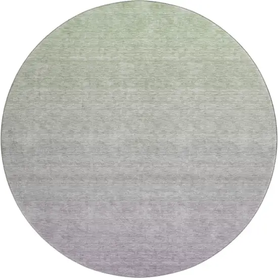 8' Artichoke Green And Lavender Ombre Washable Round Rug With UV Protection Photo 1