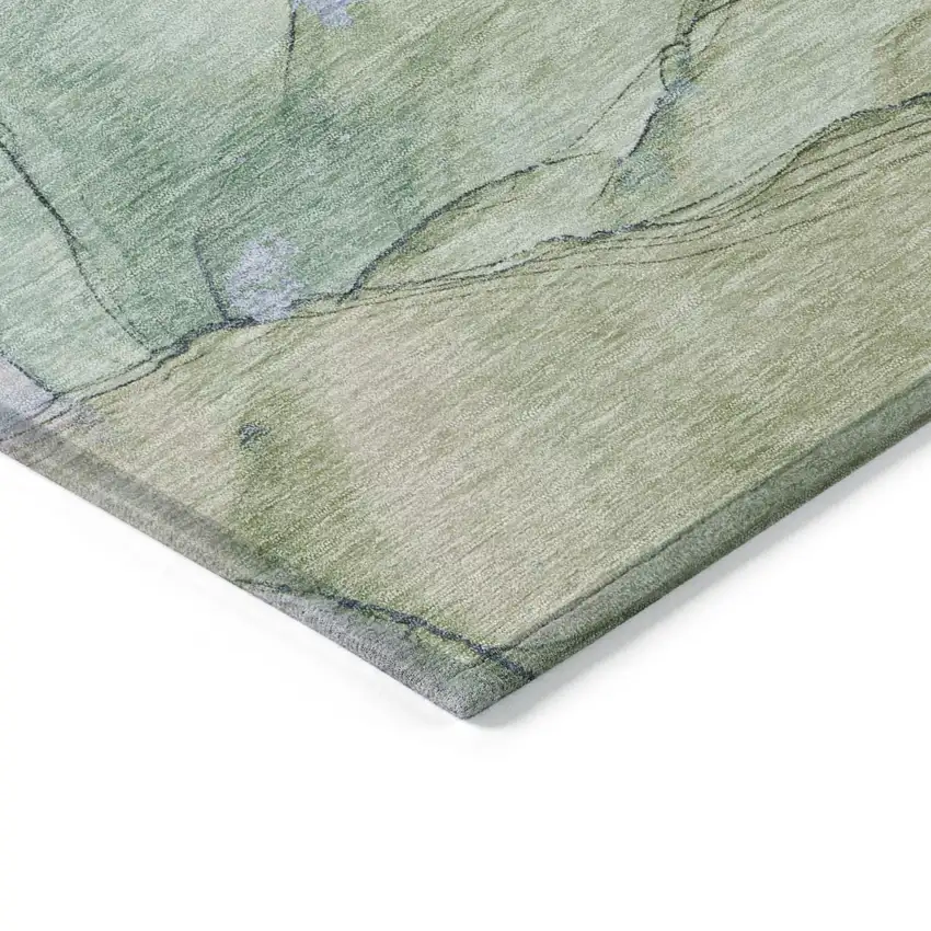 8' Artichoke Green And Lavender Round Abstract Washable Indoor Outdoor Area Rug Photo 7