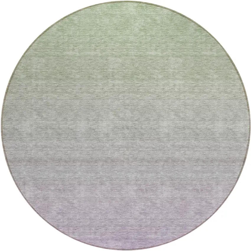 8' Artichoke Green And Lavender Round Ombre Washable Indoor Outdoor Area Rug Photo 2