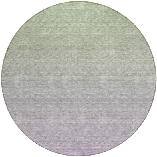 8' Artichoke Green And Lavender Round Ombre Washable Indoor Outdoor Area Rug Photo 2