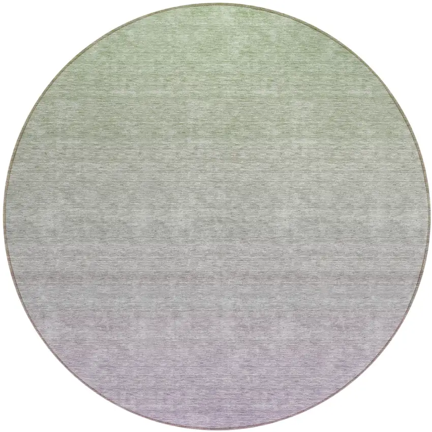 8' Artichoke Green And Lavender Round Ombre Washable Indoor Outdoor Area Rug Photo 2