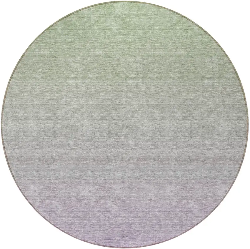 8' Artichoke Green And Lavender Round Ombre Washable Indoor Outdoor Area Rug Photo 5
