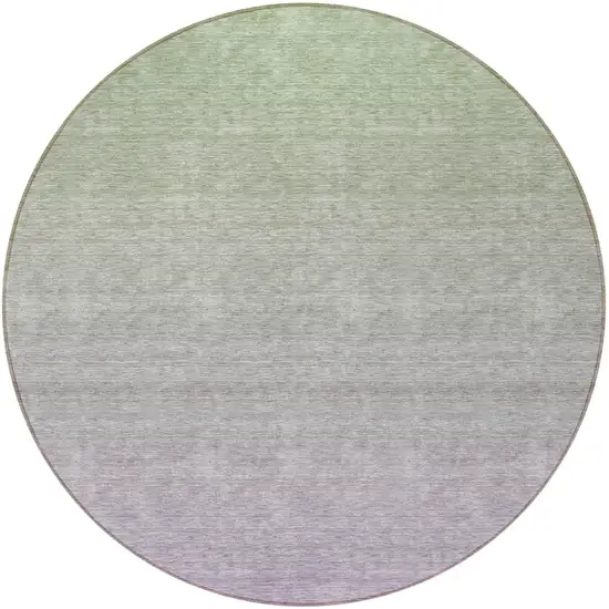8' Artichoke Green And Lavender Round Ombre Washable Indoor Outdoor Area Rug Photo 5