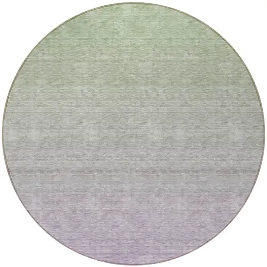 8' Artichoke Green And Lavender Round Ombre Washable Indoor Outdoor Area Rug Photo 5