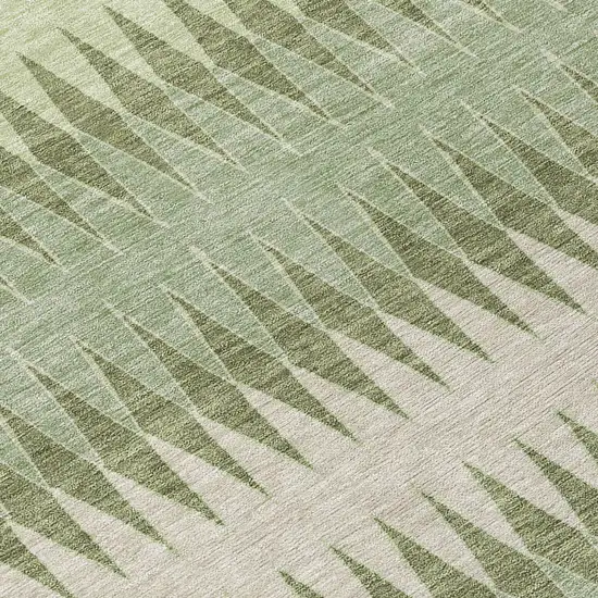 8' Artichoke Green And Light Green Round Striped Washable Indoor Outdoor Area Rug Photo 8