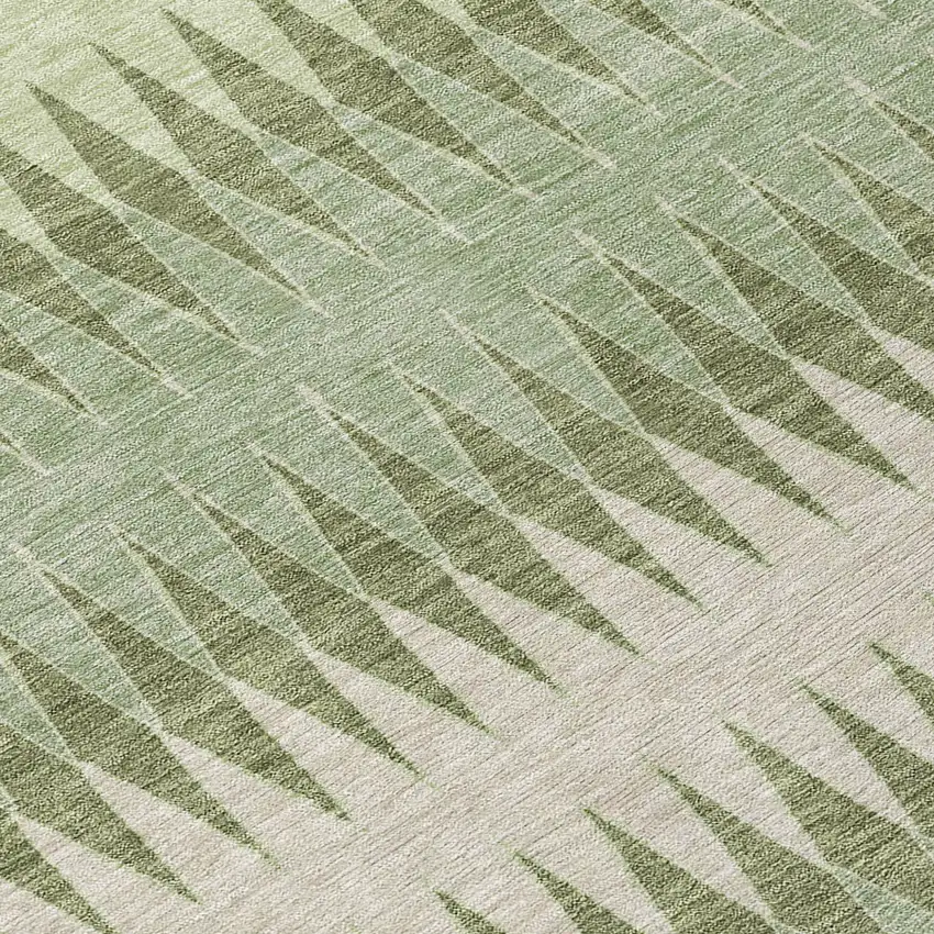 8' Artichoke Green And Light Green Round Striped Washable Indoor Outdoor Area Rug Photo 8