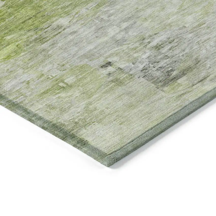 8' Artichoke Green And Lime Green Round Abstract Washable Indoor Outdoor Area Rug Photo 5