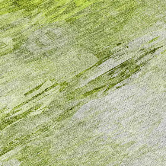 8' Artichoke Green And Lime Green Round Abstract Washable Indoor Outdoor Area Rug Photo 9