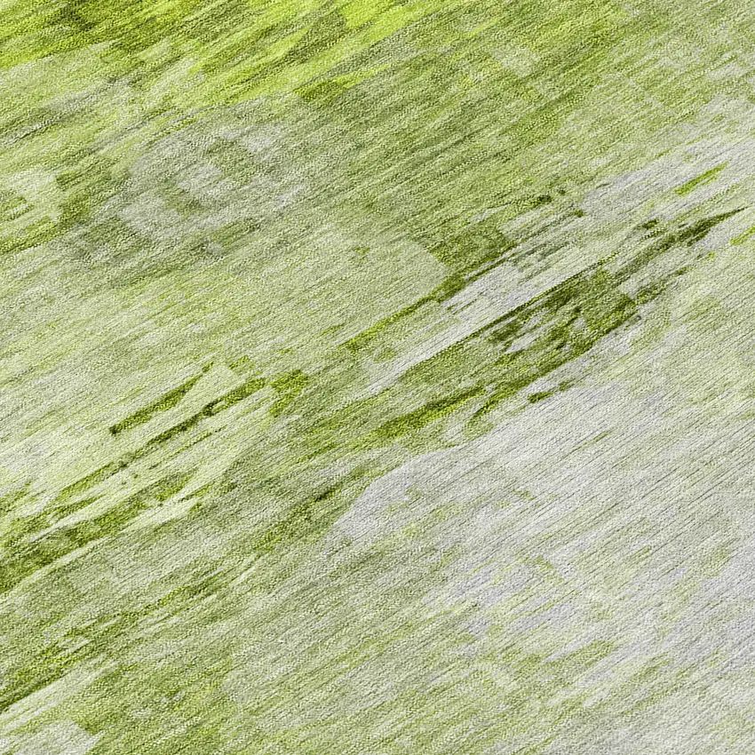 8' Artichoke Green And Lime Green Round Abstract Washable Indoor Outdoor Area Rug Photo 9
