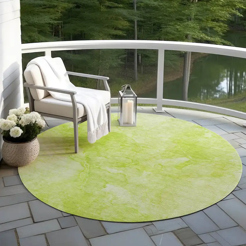 8' Artichoke Green And Lime Green Round Nautical Washable Indoor Outdoor Area Rug Photo 6