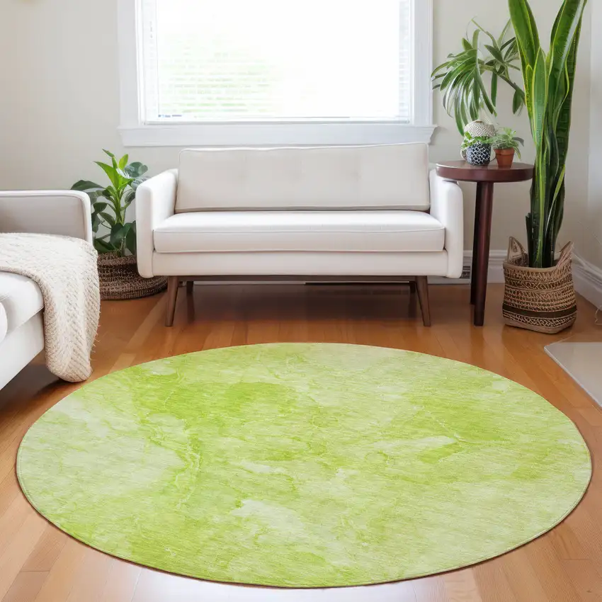 8' Artichoke Green And Lime Green Round Nautical Washable Indoor Outdoor Area Rug Photo 7
