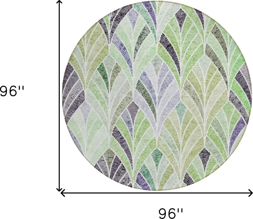 8' Artichoke Green And Mint Green Round Geometric Washable Indoor Outdoor Area Rug Photo 3