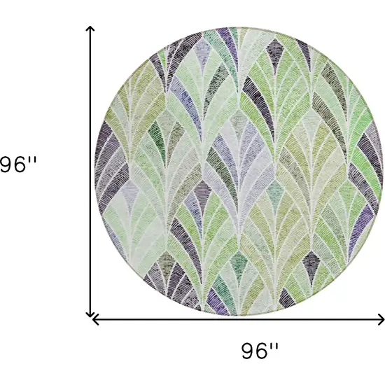 8' Artichoke Green And Mint Green Round Geometric Washable Indoor Outdoor Area Rug Photo 3