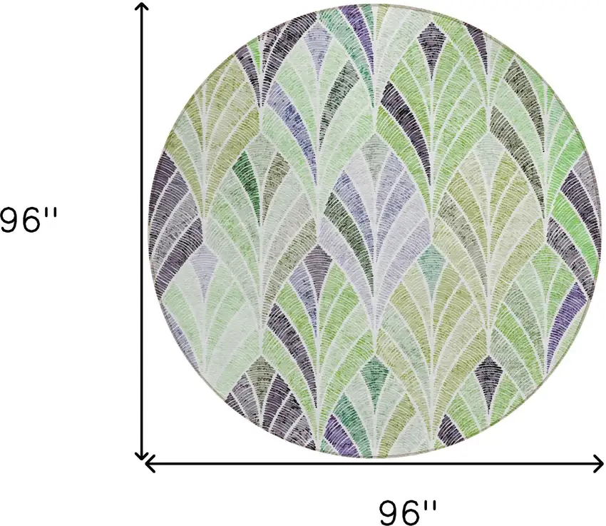 8' Artichoke Green And Mint Green Round Geometric Washable Indoor Outdoor Area Rug Photo 3