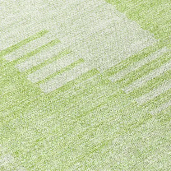 8' Artichoke Green And Mint Green Round Striped Washable Indoor Outdoor Area Rug Photo 8