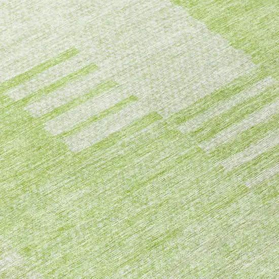 8' Artichoke Green And Mint Green Round Striped Washable Indoor Outdoor Area Rug Photo 8